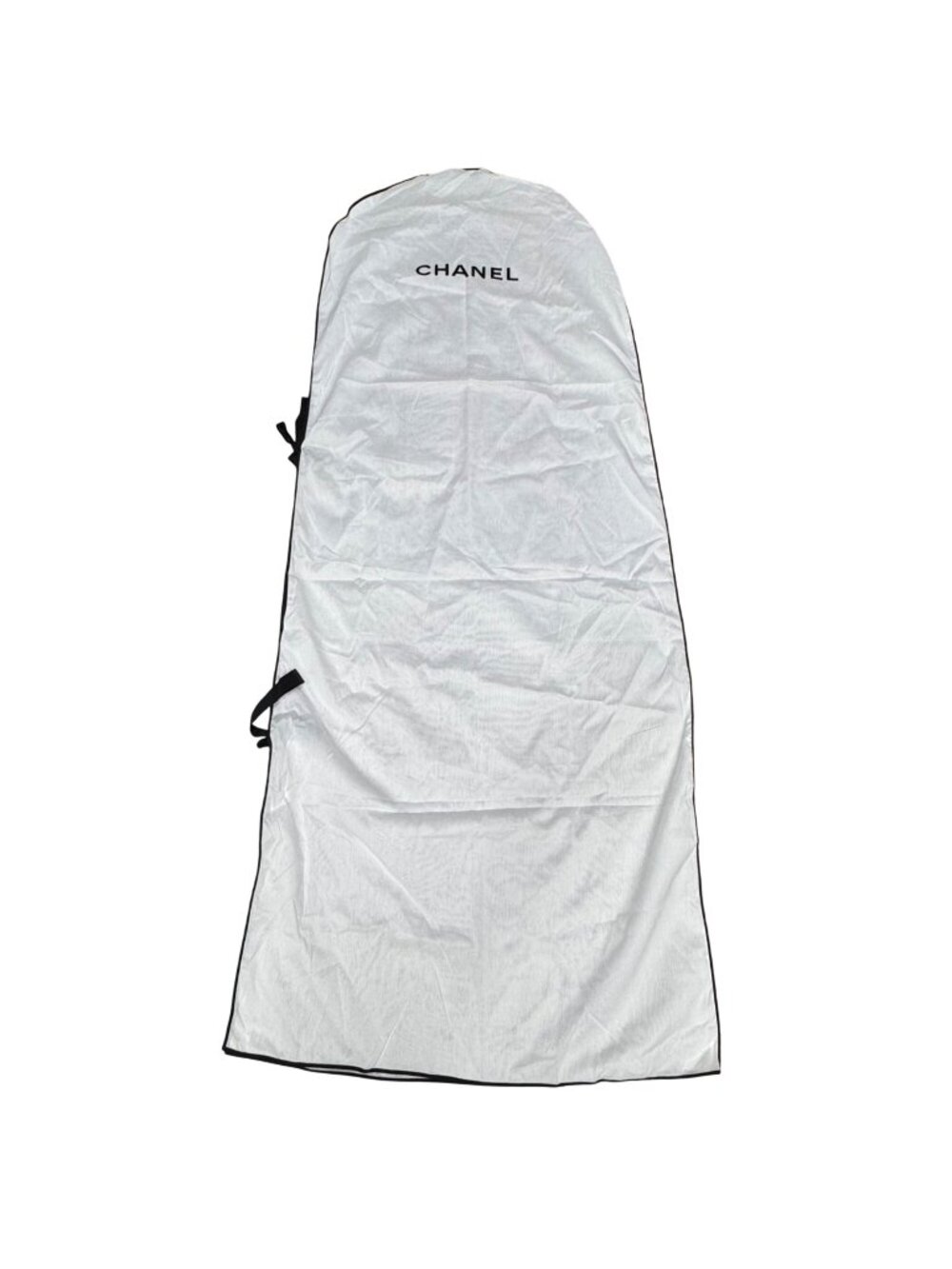 Chanel White Garment Bag 59"x24.5" Dustproof Cover With Black Trim For Dresses O